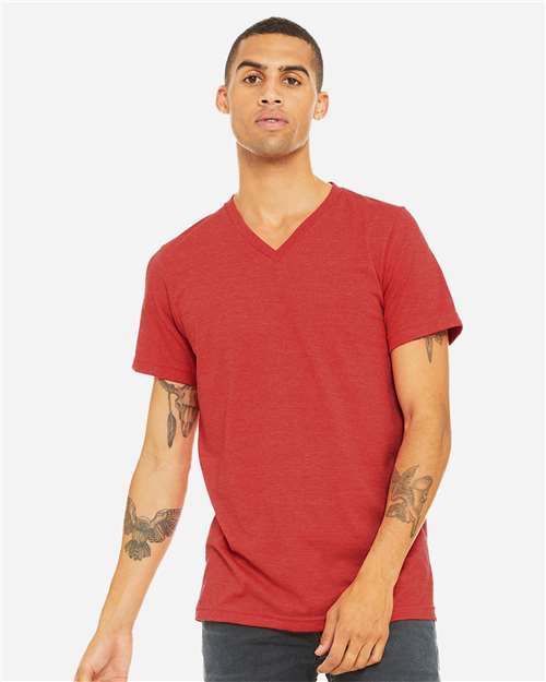 Unisex Heather CVC V-Neck Tee Image 14