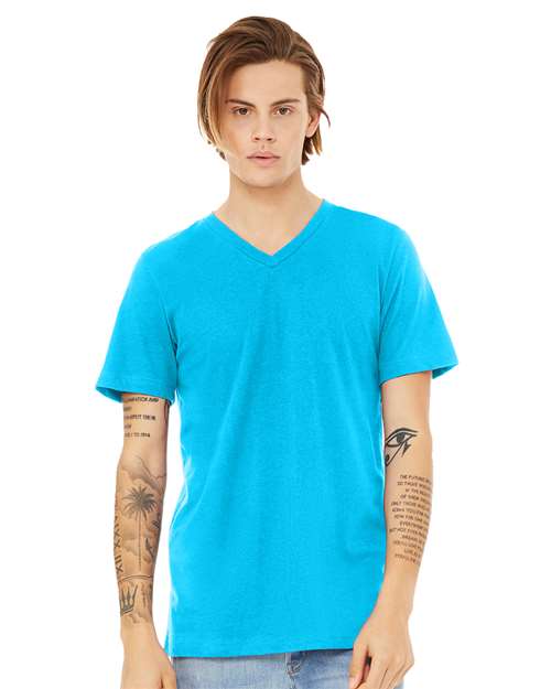 Unisex Heather CVC V-Neck Tee Image 18