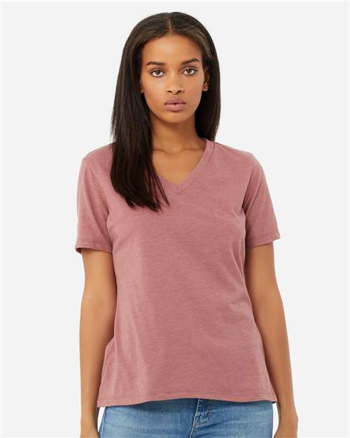 Women's Relaxed Heather CVC V-Neck Tee Image 6