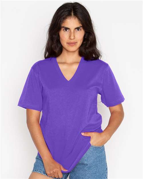 Unisex USA-Made Fine Jersey V-Neck T-Shirt