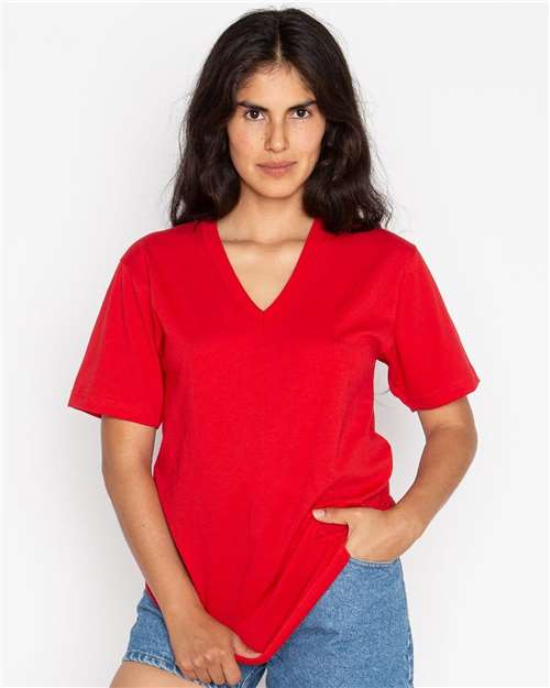 Unisex USA-Made Fine Jersey V-Neck T-Shirt