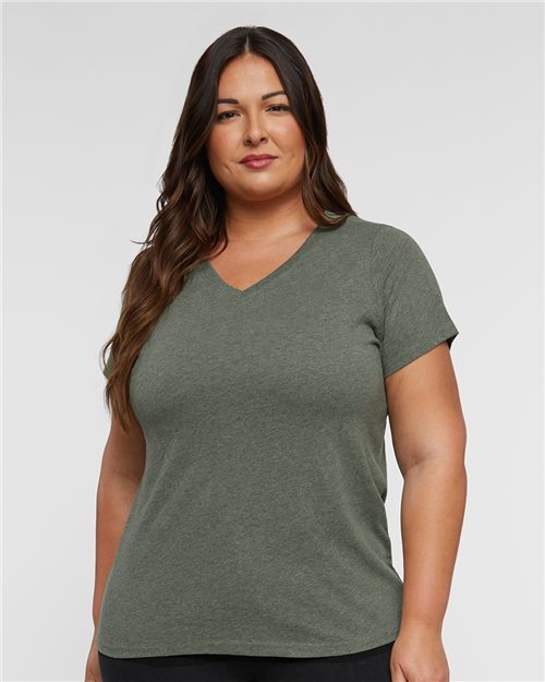 Women's Curvy Collection Fine Jersey V-Neck Tee Image 1