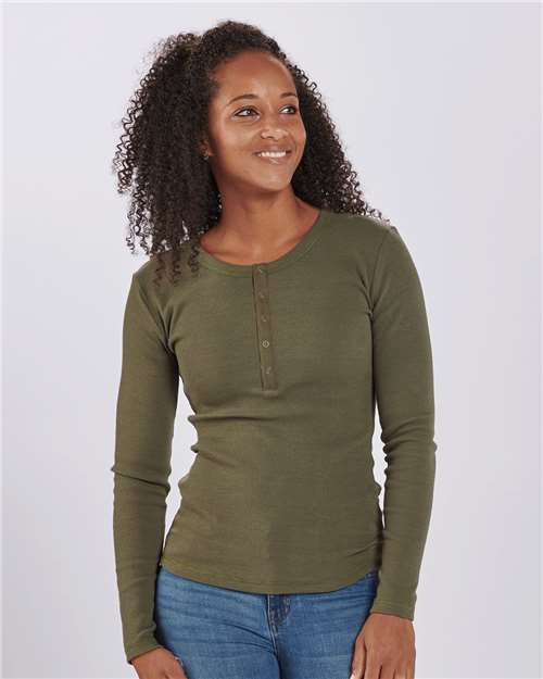 Women's Harper Long Sleeve Henley Image 5