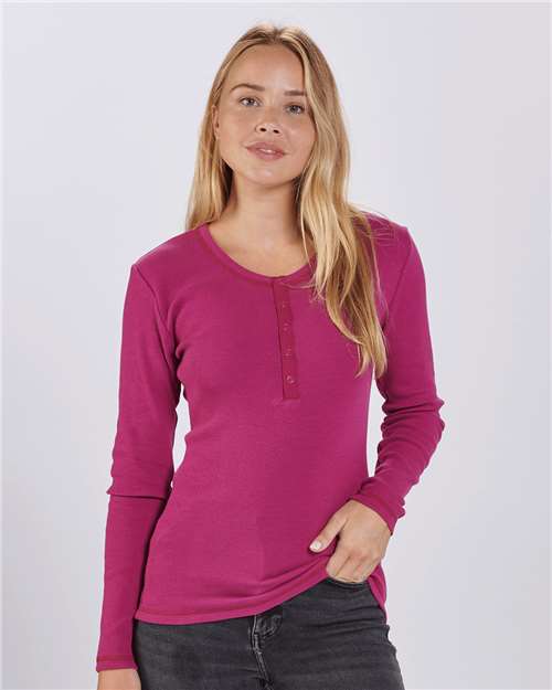Women's Harper Long Sleeve Henley Image 6