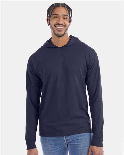 Unisex Garment-Dyed Jersey Hooded Long Sleeve T-Shirt Image 2