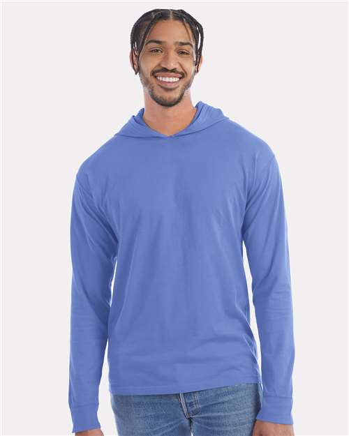 Unisex Garment-Dyed Jersey Hooded Long Sleeve T-Shirt