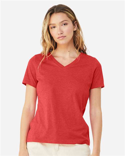 Women's Relaxed Heather CVC V-Neck Tee Image 10