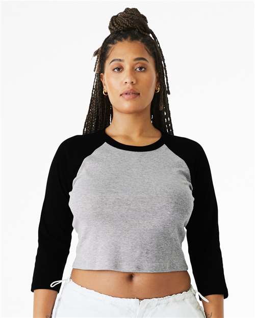 Women's Micro Rib Three-Quarter Raglan Sleeve Baby Tee Image 2