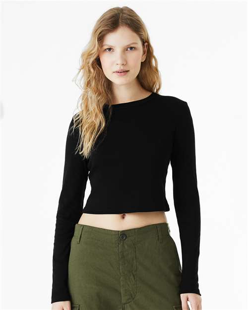 Women's Micro Rib Long Sleeve Baby Tee Image 3