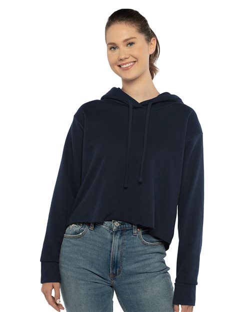 Women's Laguna Sueded Raw Edge Crop Hoodie Sweatshirt Image 1