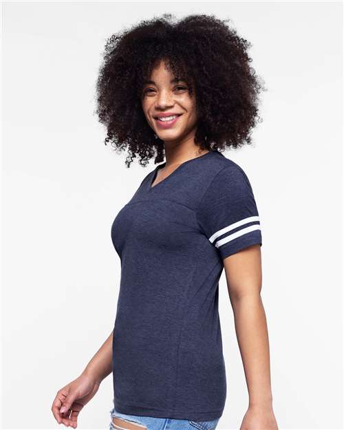 Women's Football V-Neck Fine Jersey Tee Image 11