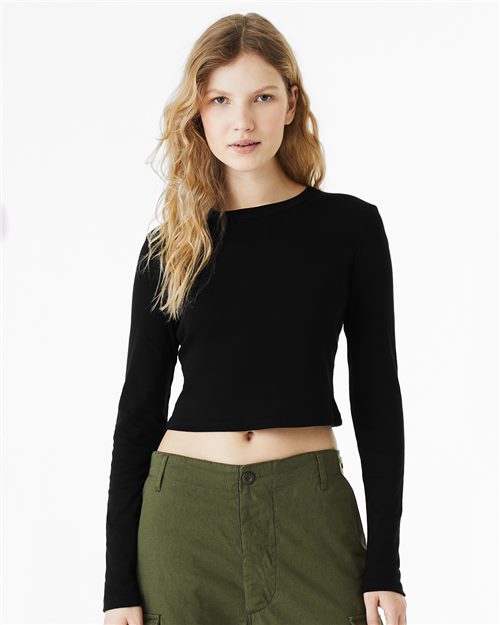 Women's Micro Rib Long Sleeve Baby Tee Image 1