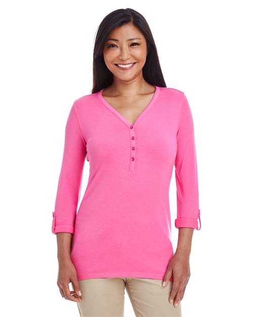 Women's Perfect Fit™ Y-Placket Convertible Sleeve Knit Top Image 3