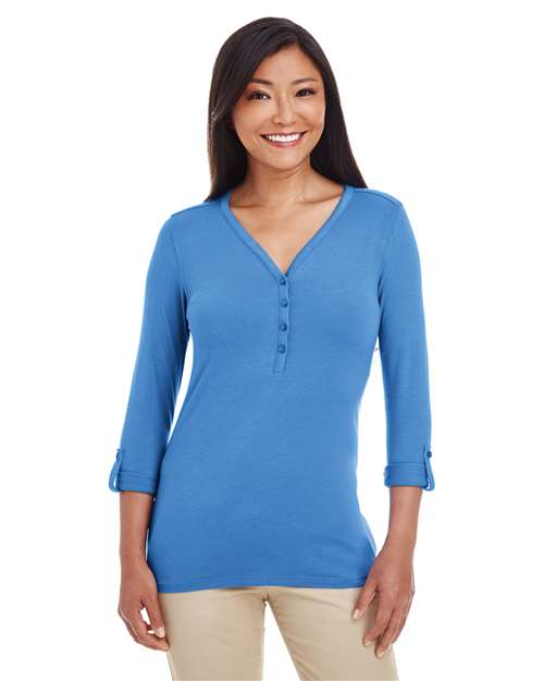 Women's Perfect Fit™ Y-Placket Convertible Sleeve Knit Top Image 4