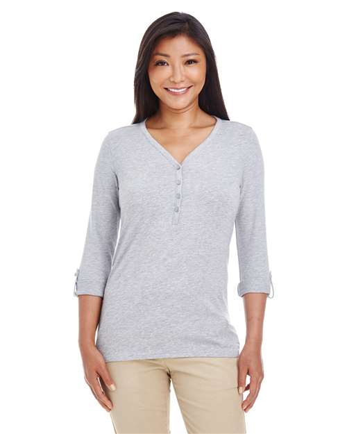 Women's Perfect Fit™ Y-Placket Convertible Sleeve Knit Top Image 5
