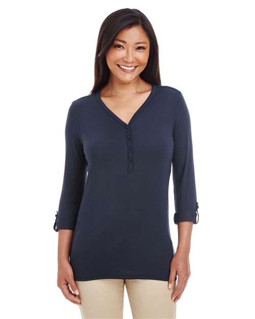Women's Perfect Fit™ Y-Placket Convertible Sleeve Knit Top Image 6