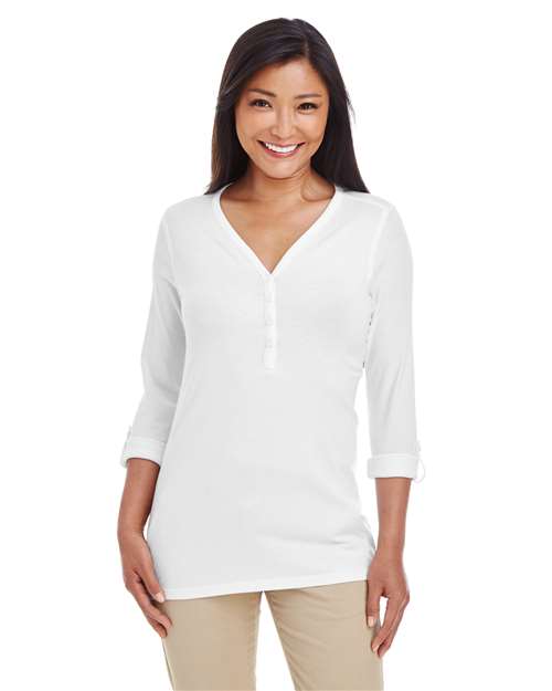 Women's Perfect Fit™ Y-Placket Convertible Sleeve Knit Top Image 7