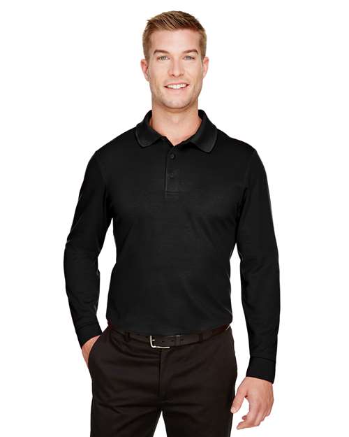 Men's CrownLux Performance® Plaited Long Sleeve Polo Image 2