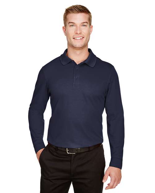Men's CrownLux Performance® Plaited Long Sleeve Polo