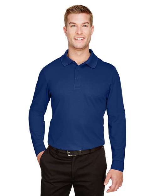 Men's CrownLux Performance® Plaited Long Sleeve Polo Image 5
