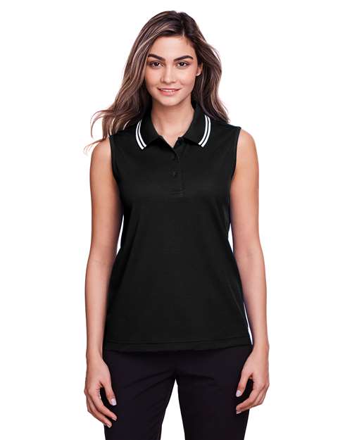 Women's CrownLux Performance® Plaited Tipped Sleeveless Polo