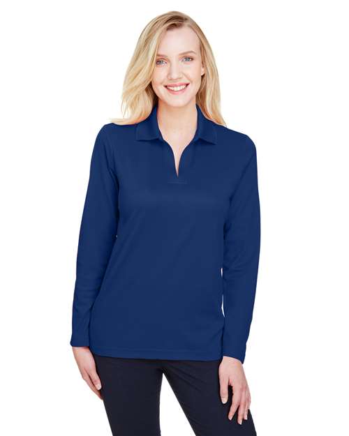 Women's CrownLux Performance® Plaited Long Sleeve Polo Image 5