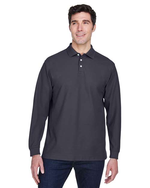 Men's Pima Piqué Long Sleeve Polo Image 4