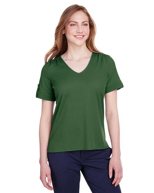 Women's CrownLux Performance® Plaited Rolled Sleeve Shirt Image 5
