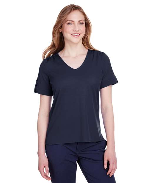 Women's CrownLux Performance® Plaited Rolled Sleeve Shirt Image 7