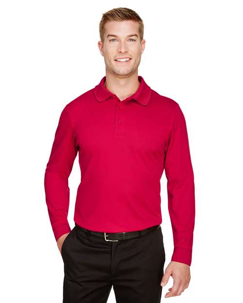 Men's Tall CrownLux Performance® Plaited Long Sleeve Polo