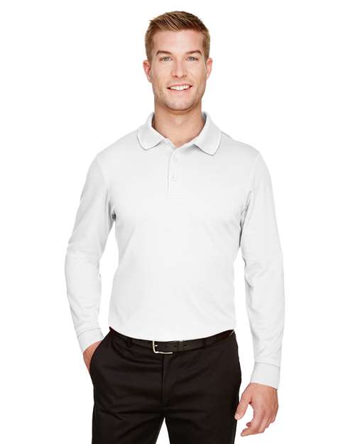 Men's Tall CrownLux Performance® Plaited Long Sleeve Polo