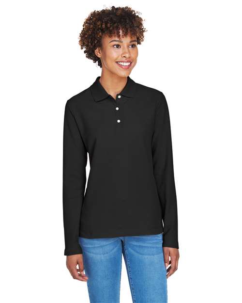 Women's Pima Piqué Long Sleeve Polo Image 2