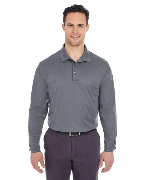 Men's Cool & Dry Long Sleeve Mesh Piqué Polo Image 3