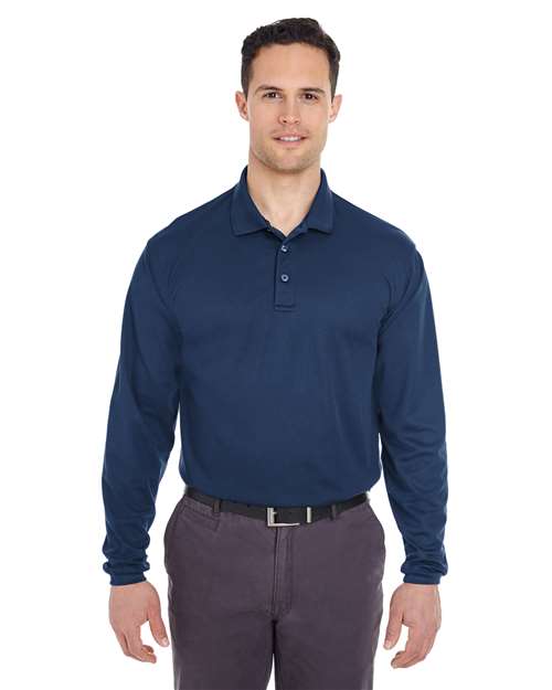 Men's Cool & Dry Long Sleeve Mesh Piqué Polo Image 4