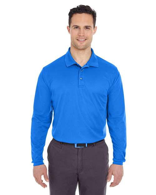 Men's Cool & Dry Long Sleeve Mesh Piqué Polo Image 5