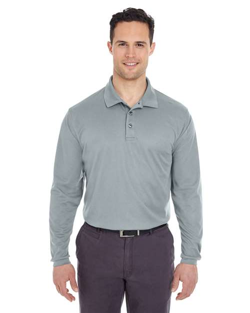 Men's Cool & Dry Long Sleeve Mesh Piqué Polo Image 6