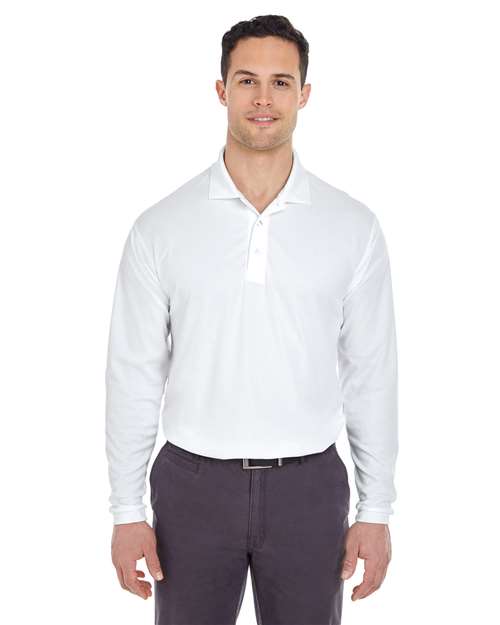 Men's Cool & Dry Long Sleeve Mesh Piqué Polo