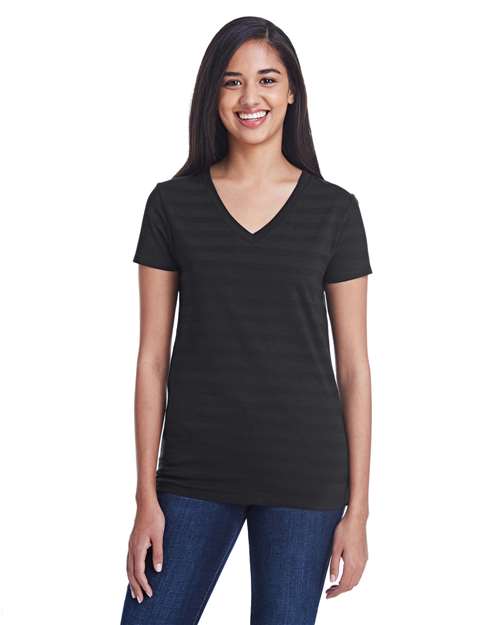 Women's Invisible Stripe V-Neck T-Shirt Image 2