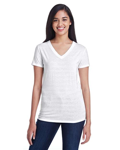 Women's Invisible Stripe V-Neck T-Shirt Image 3