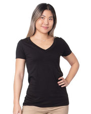Women's USA-Made Fine Jersey V-Neck T-Shirt Image 1