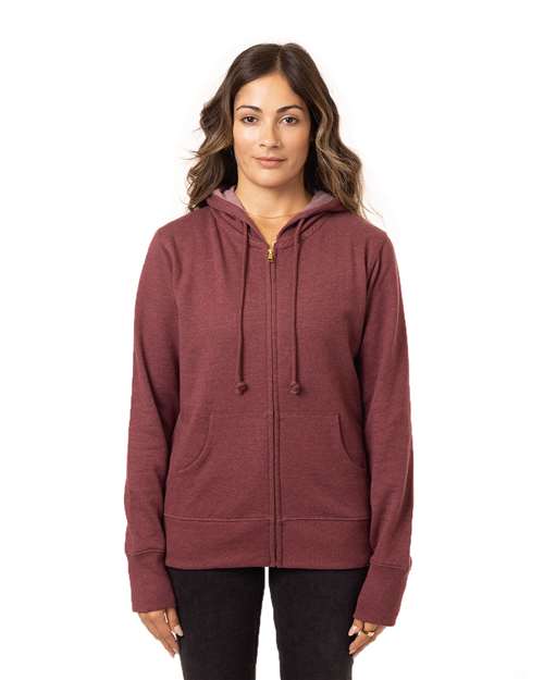 Women's Heathered Full-Zip Hooded Sweatshirt Image 2