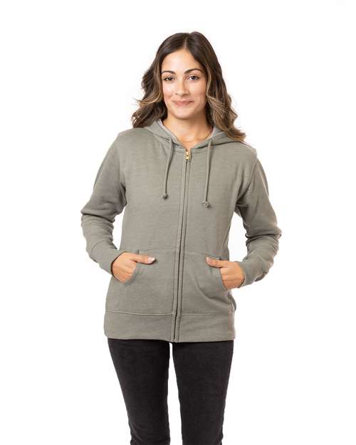 Women's Heathered Full-Zip Hooded Sweatshirt Image 4