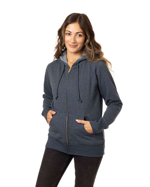 Women's Heathered Full-Zip Hooded Sweatshirt Image 5