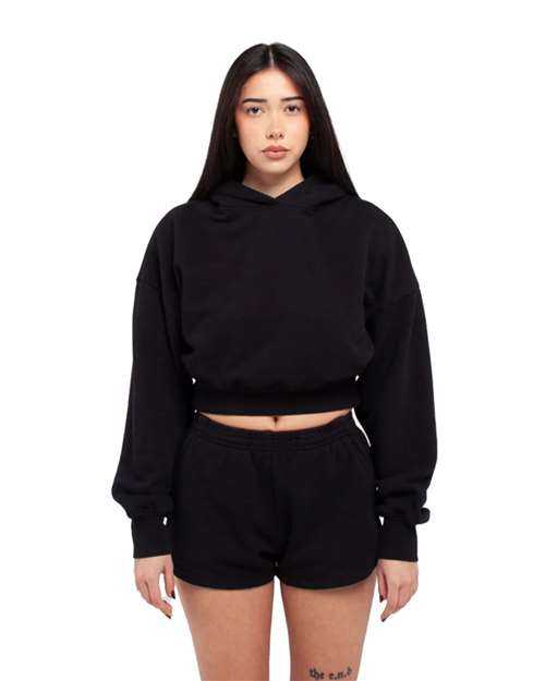 Women's Garment-Dyed Crop Hooded Sweatshirt Image 2