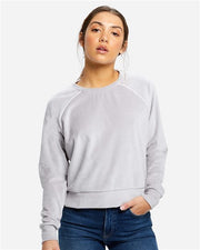 Women's Velour Cropped Long Sleeve Pullover Top Image 1