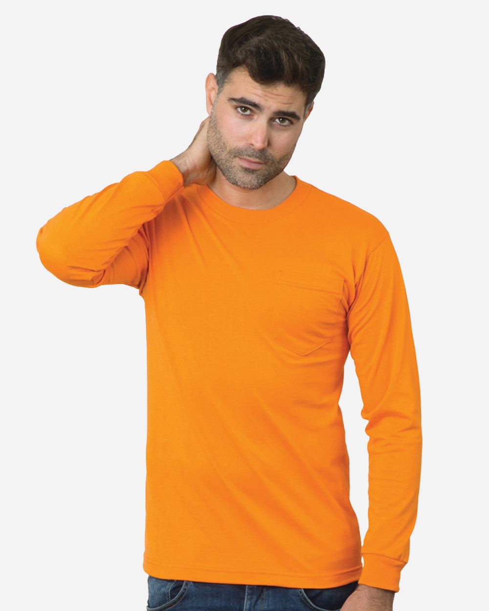 Unisex USA-Made 50/50 Long Sleeve Pocket T-Shirt