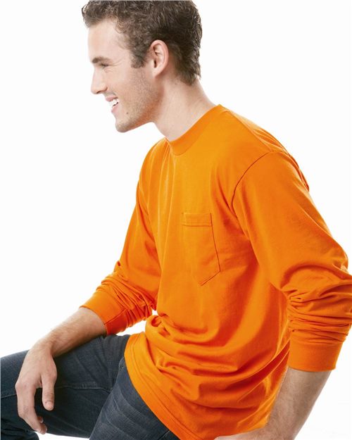 Unisex USA-Made 50/50 Long Sleeve Pocket T-Shirt Image 1