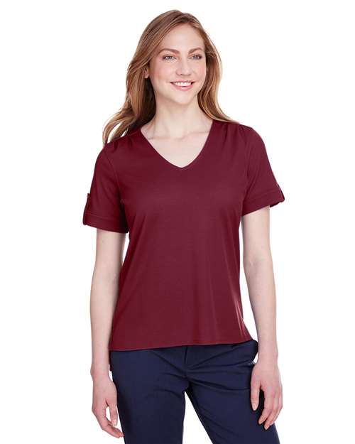 Women's CrownLux Performance® Plaited Rolled Sleeve Shirt Image 3