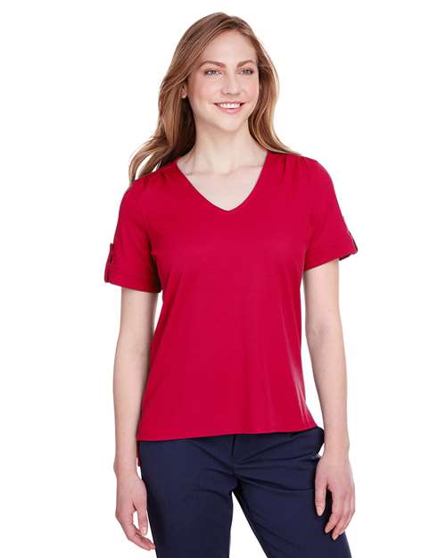 Women's CrownLux Performance® Plaited Rolled Sleeve Shirt Image 8