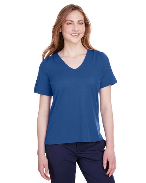 Women's CrownLux Performance® Plaited Rolled Sleeve Shirt Image 9